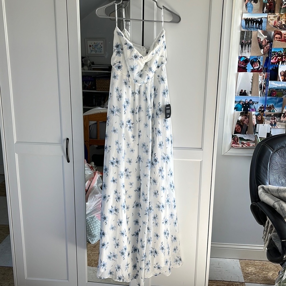 Sweetest Ceremony Ivory Floral Print Strapless Maxi Dress from Lulus